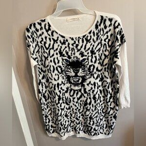 Zara knit tiger print with blue eyes striking statement sweater